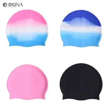 1 шт. плавательная шапочка для сухих волос градиентного цвета Силиконовая водонепроницаемая плавательная шапочка для взрослых для мужчин и женщин, защищающая уши, плавательная шапочка для плавания