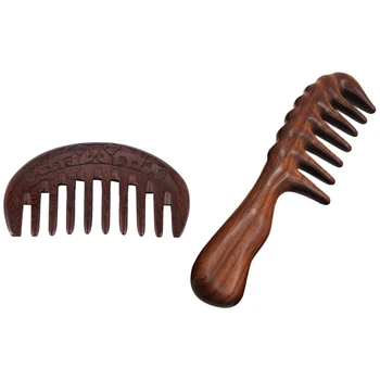 2 шт. Деревянная расческа для волос, Натуральная расческа-Антистатическая Массажная расческа для волос, A & B