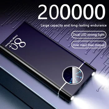 200000 мАч Power Bank Super Fast Chargr PowerBank Портативное Зарядное Устройство с Цифровым Дисплеем Внешний Аккумулятор для iPhone Xiaomi Samsung