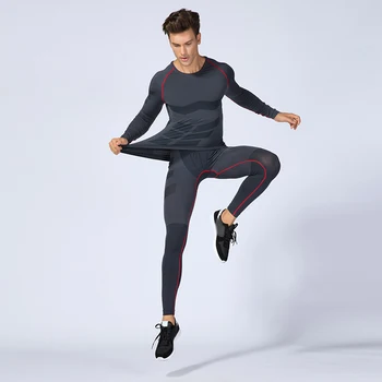 2019 Новый комплект из 2 предметов для бега, Компрессионная одежда для фитнеса, мужской костюм для бега Qucik Dry Sport Training, Эластичная мужская спортивная одежда