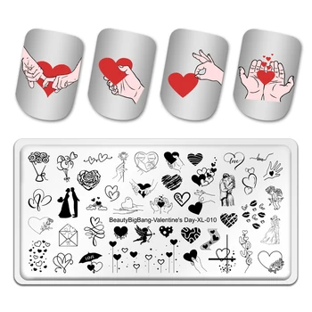 BeautyBigBang Пластины для Стемпинга Ногтей на День Святого Валентина 2023 Новая Тема Розы И Любви Шаблоны Для нейл-арта Инструменты для Трафаретного Дизайна ногтей