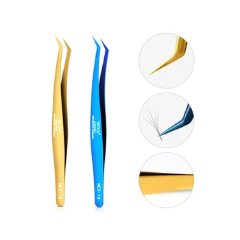 Damman Пинцет для ресниц из нержавеющей стали Профессиональный Для наращивания ресниц Gold Decor Антистатический Пинцет для ресниц Инструменты для макияжа
