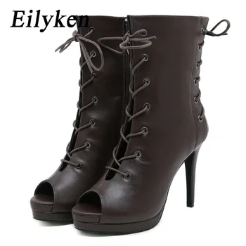 Eilyken/ Пикантные Ботинки на высоком каблуке-шпильке С Открытым носком, Босоножки, Женская Весенне-осенняя Обувь для Стриптиза С Т-образной завязкой, Женская обувь для Вечеринок