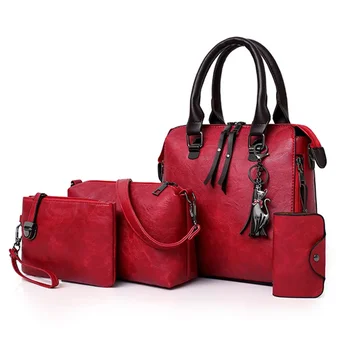 JBTP Новые 4 шт./компл. Женские сумки, женская сумка большой емкости, женская кожаная сумка, модные сумки через плечо для женщин, кошелек