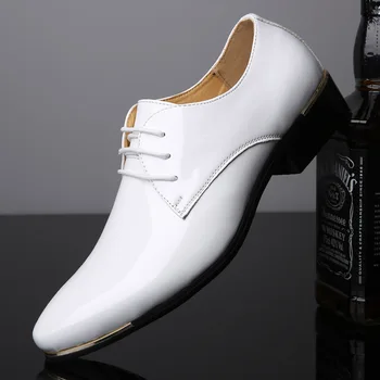 Movechain/ Новые модные мужские свадебные туфли из лакированной кожи, мужские офисные деловые оксфорды на шнуровке, мужские повседневные туфли на плоской подошве для вождения