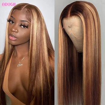 P4-27 32-дюймовый парик с подсветкой, прямые цветные кружевные парики из человеческих волос 13x6, парики из человеческих волос спереди, парики из бразильских волос для женщин
