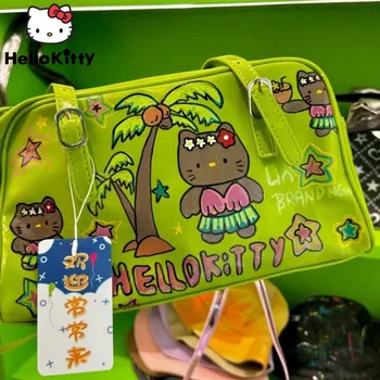 Sanrio Hello Kitty Женская Сумка Подмышками С Мультяшным Принтом Y2k, Эстетика Граффити, Пикантная Сумка на плечо в виде Гриля, Новая Сумка В Праздничном Стиле