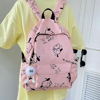 Sanrio Kawaii Pochacco Рюкзак Macaron Цветовая Гамма Студенческая Мода Легкий Школьный Рюкзак Большой Емкости Новый Дорожный Рюкзак