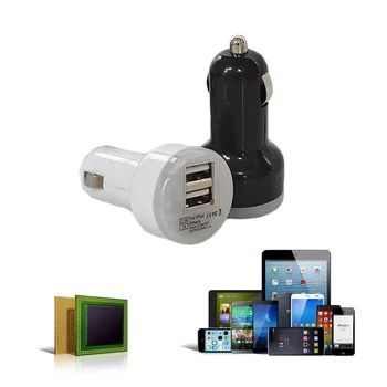 Адаптер автомобильного зарядного устройства Bullet постоянного тока 12 В - 24 В, 2 порта Mini Universal, двухпортовый USB 5 В 2.1A + 1A для iPhone iPad смартфон