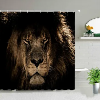 Африканские луга, дикие животные, занавески для душа с принтом Тигра Льва, водонепроницаемая ткань, занавески для ванной, декор для ванны с крючками