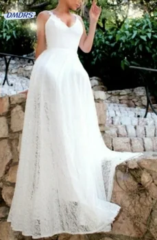 Богемные Вечерние платья С V-образным вырезом, Элегантный Халат Невесты длиной до пола, Классическое Современное Свадебное платье А-силуэта Vestidos De Novia