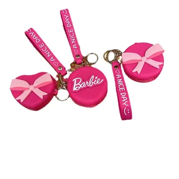 Брелок для ключей Barbie Kawaii Girls Кошелек для монет Аниме Мультфильм Мода Любовь Розовый Силиконовый Детский Студенческий мешочек Подарки на День Рождения Игрушка