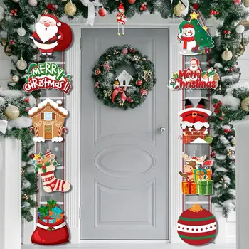 Бумажный дверной баннер Новый Санта Клаус Снеговик Веселый Рождественский Куплет Подвесное украшение Рождественский Подвесной флаг Дом