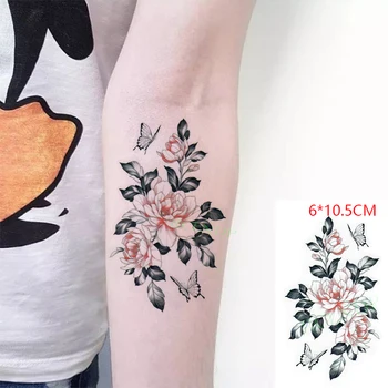 Водонепроницаемая временная татуировка Наклейка ins Цветок бабочка сексуальный Боди Арт флэш тату поддельная татуировка для женщин Мужчин