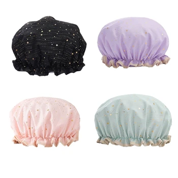 Водонепроницаемая Многоразовая шапочка для душа из 4 упаковок, Эластичная Шапочка для душа для купания, Двухслойная Шапочка для волос для купания, Шапочка для ванны