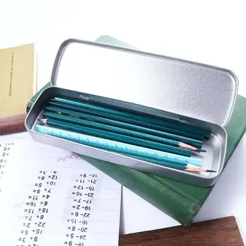 Высококачественный металлический пенал, Однотонный матовый ящик для хранения карандашей, Серебряная однослойная коробка для канцелярских принадлежностей, подарок для студентов