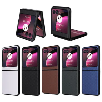 Для Motorola Razr 40 Ultra Case Роскошный тонкий чехол из искусственной кожи из углеродного волокна для Motorola Moto Razr + Plus 2023 Чехол для телефона