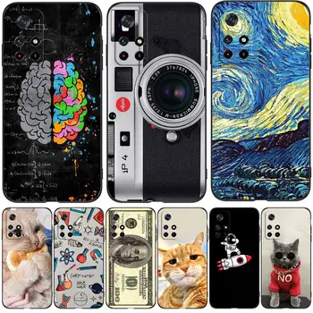 Для POCO M4 Pro 5G Чехол для Xiaomi POCO M4 Pro 5G Чехол POCO M4Pro 5G 2021 6,6 дюймовый черный чехол из тпу brain math cat dog