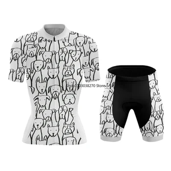 Для любителей собак Летняя велосипедная майка, короткий комплект, Гелевая дышащая прокладка, Комплекты одежды для MTB, Велосипедная одежда, дорожный костюм