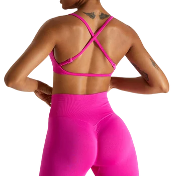 Европейский и американский бесшовный бюстгальтер для йоги для женщин, быстросохнущий и дышащий, спортивный бюстгальтер для бега, топ для фитнеса с перекрестной спинкой, одежда для йоги
