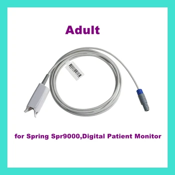 Зажим для пальцев, зажим для ушей, силиконовый кислородный датчик Spo2 с длинным кабелем многоразового использования для Spring Spr9000, цифровой монитор пациента