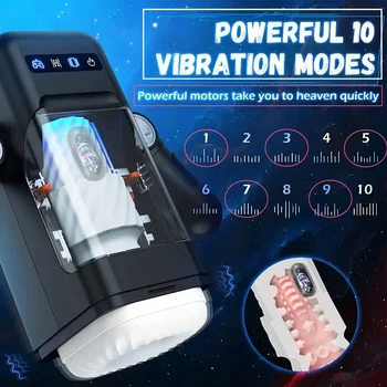 Игровая чашка для мастурбации с нагревательным роботом для мужчин, автоматический толкающий вибратор, настоящая вагина для минета, мужские мастурбаторы с держателем телефона