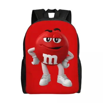 Индивидуальный двойной рюкзак M-M Chocolate для женщин и мужчин, повседневная сумка для книг для колледжа, сумки для лица с конфетными персонажами