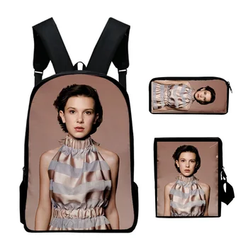 Классическая мода Millie B Brown 3D принт, 3 шт./компл., школьные сумки для учеников, рюкзак для ноутбука, наклонная сумка через плечо, пенал