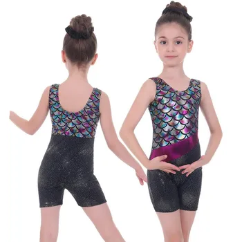 Модные гимнастические трико для девочек от 5 до 12 лет, размеры, короткий комбинезон для танцев для девочек