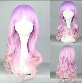 Модный Красочный Поп-Смешанный Розовый и Фиолетовый Синтетический Кудрявый парик для косплея