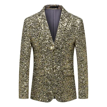 Мужской модный приталенный пиджак с пайетками, свадебная вечеринка, золотой принт M-5XL 6XL