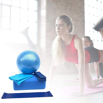 Набор для йоги Упражнения с мячом для йоги Гимнастический мяч для Пилатеса Упражнения с балансировкой блоков для Йоги Лента с петлей сопротивления