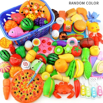 Набор игрушек-симуляторов для нарезки фруктов на кухне из 23 предметов, игровой домик с корзиной для хранения детских ролевых игр