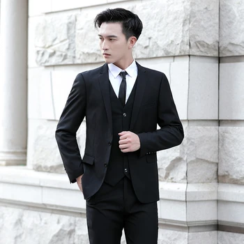 Новая деловая мода (костюм + жилет + брюки) Британский джентльменский тренд, красивый костюм для вечеринок, корейская версия, облегающий костюм-тройка st