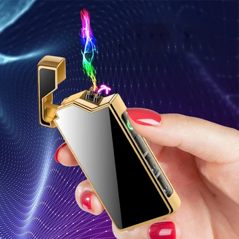 Новый роскошный аккумуляторный воспламенитель для курения, двухдуговая электрическая сенсорная зажигалка USB, прозрачный механизм для кемпинга на открытом воздухе