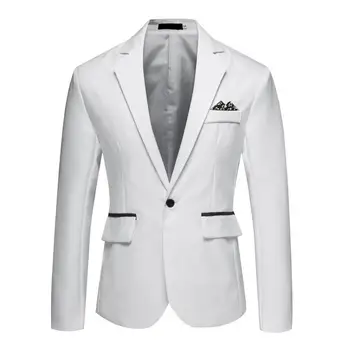 Пиджак для жениха, мужской пиджак, Элегантное мужское приталенное атласное пальто для формального делового свадебного выпускного с лацканами на одной пуговице