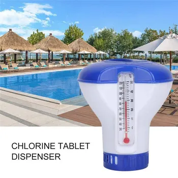 Плавающий дозатор хлора для бассейна с термометром, Автоматический насос-аппликатор для дезинфекции, Аксессуары для бассейна