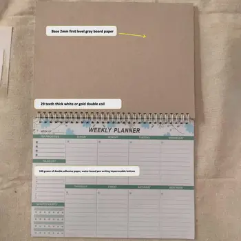 Прочный Блокнот Еженедельник из Плотной бумаги с двухпроводным Переплетом Эффективный Органайзер Расписания Журнал Office Notepad Weekly