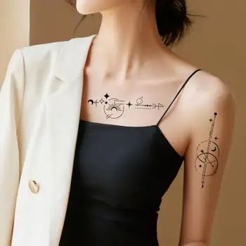 Реалистичные временные татуировки Модные геометрические 10 водонепроницаемых временных татуировок для мужчин и женщин Реалистичные долговечные дизайны