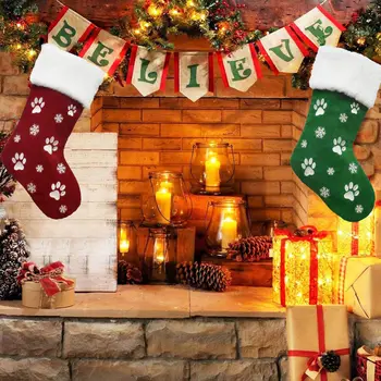 Рождественские носки из нетканого материала, чулки для подвешивания к камину, Рождественские чулки 18 дюймов, украшения для рождественской елки для семейного декора лестниц