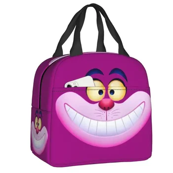 Улыбающийся Чеширский кот, термоизолированные сумки для ланча, женские сумки для ланча с героями мультфильмов и аниме для детей, школьные коробки для Бенто
