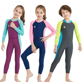 Цельные купальники для девочек и мальчиков, детский костюм из лайкры с защитой от сыпи, одежда для серфинга, подводное плавание, каякинг, детский гидрокостюм премиум-класса 1 мм