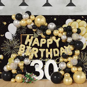 Черный золотой воздушный шар гирлянда арочный комплект конфетти латексный шар с Днем рождения воздушные шары, декор выпускной детский душ пользу поставок